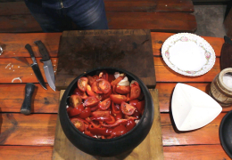 Говядина томленая с овощами и грибами Еринги в чугунке. Тушеное мясо - Шаг 11